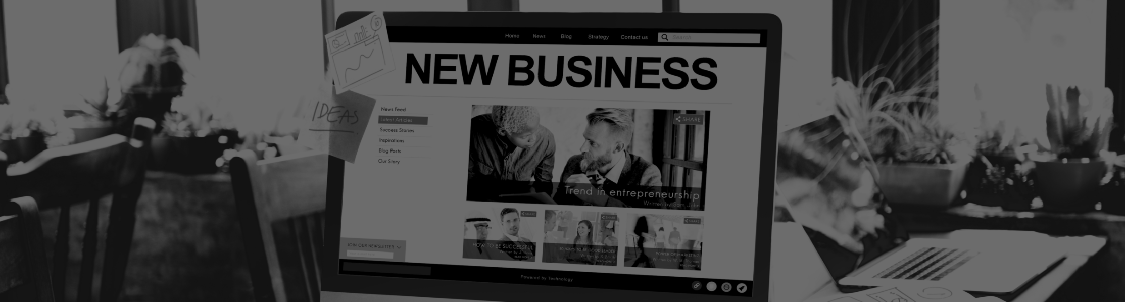 Graphic of a computer screen showing a new business setup