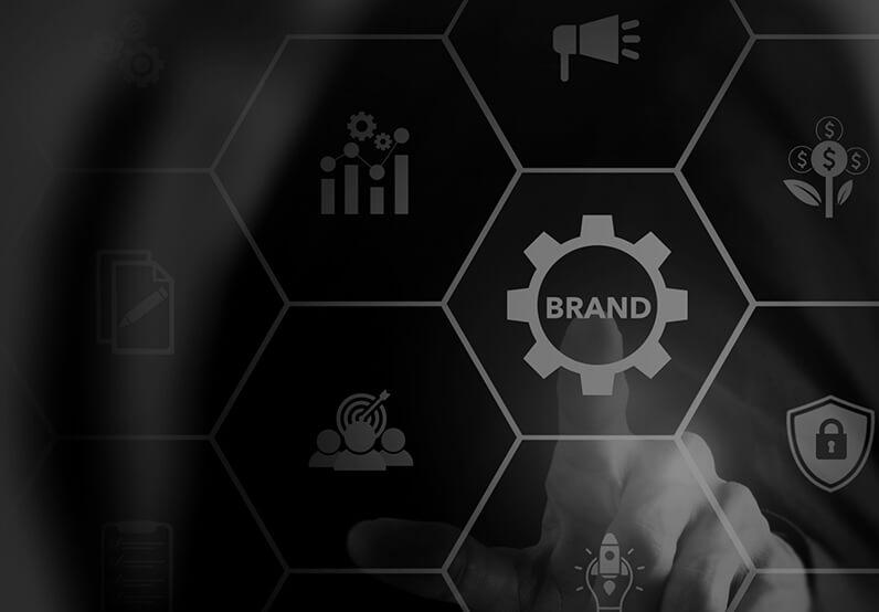 Image showing a close up of someone pointing to the word "brand"